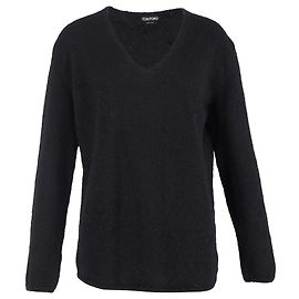 Tom Ford V-Ausschnitt Pullover aus schwarzer Wolle Schwarz