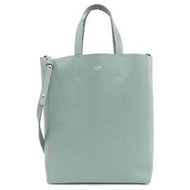 Céline Bolsa Cabas Vertical Pequena em Couro de Bezerro Celine Verde