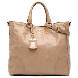 Prada braune Vitello Shine Handtasche Braun Beige
