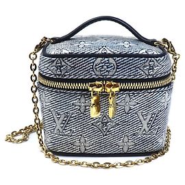 Borsa a spalla micro Vanity in jacquard laminato Monogram Louis Vuitton Blu navy