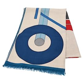 Hermès-Xale de cashmere e seda azul Hermès-Azul