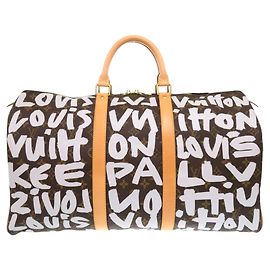 Louis Vuitton Keepall 50 Monogram Graffiti Bag Brown White Monogram