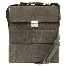 Valextra Vintage Khaki Leder Schultertasche Grün