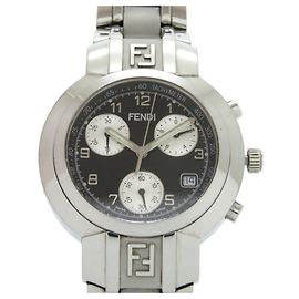 Fendi Horology Chronograph Watch Black Silvery