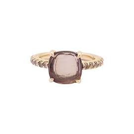 Pomellato-Pomellato Ring, "Baby" in rose gold, rose quartz, and brown diamonds.-Other
