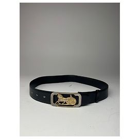Céline Vintage Celine Carriage Leather Belt Black Black