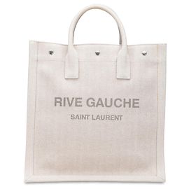 Saint Laurent Brown Canvas Rive Gauche North South Tote Brown Beige