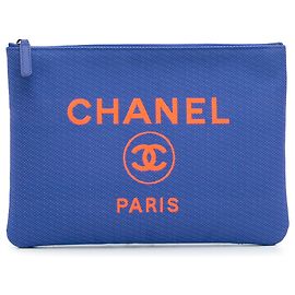 Chanel Blue Medium Tweed Deauville O Case Clutch Blue