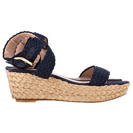 Stuart Weitzman Braided Strap Espadrille Wedge Sandals in Navy Blue Jute Blue Navy blue