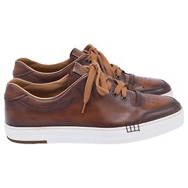 Baskets basses Berluti Playtime en cuir de veau marron Marron Rouge