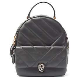 Bulgari BVLGARI Serpenti Cabochon Leather Backpack Black