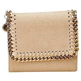 Stella Mc Cartney Stella McCartney Falabella Suede Leather Trifold Wallet Beige