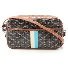 Goyard Cap Vert PM PVC Coated Canvas Leather Shoulder Bag Brown Black