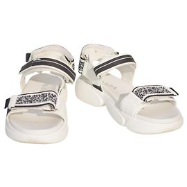 Sandales en cuir avec logo embossé PRADA Cloudbust en caoutchouc et toile - Taille 37,5 Blanc