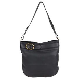 Borsa a spalla grande in pelle nera Gucci Nero