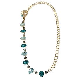 Collana in metallo dorato con cristalli blu Dolce & Gabbana Blu D'oro
