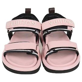 Sandali flat slingback in pelle rosa Louis Vuitton con cuscino da piscina comfort Rosa