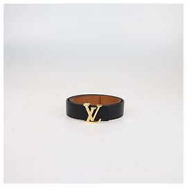 Louis Vuitton Black/Brown Leather LV Initiales Reversible Belt Brown Black