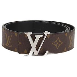 Louis Vuitton Black/Monogram Canvas & Leather Reversible 40MM Initiales Belt Black