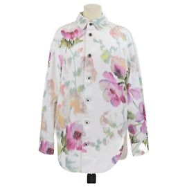 Camisa de manga longa em denim branco com estampa floral Loewe Branco