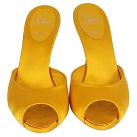 Christian Louboutin-Christian Louboutin Yellow Satin Me Dolly Slide Sandals-Yellow