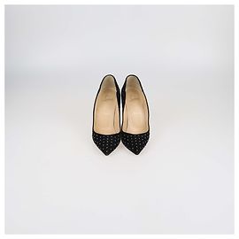 Christian Louboutin Black Studded Suede Hot Chick Pumps Black