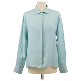 Camicia in lino verde menta con bottoni e maniche lunghe Loro Piana Altro