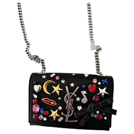 Yves Saint Laurent Kate Kristallverzierte Tasche Schwarz