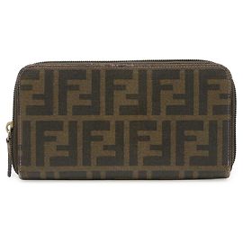 FENDI Zucca Print Long Bill Wallet Purple Khaki Dark brown