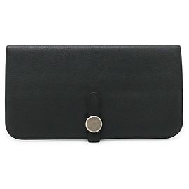 Cartera bifold larga Hermès Dogon Recto Verso Gris Gris antracita