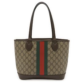 GUCCI Ophidia GG Mittelgroße Tote-Tasche Braun Rot Beige Grün