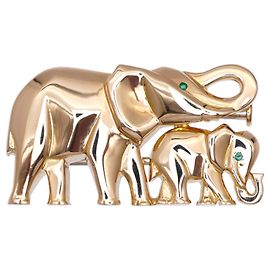 Broche éléphant en or jaune 18K avec émeraudes Cartier Candy Doré Autre