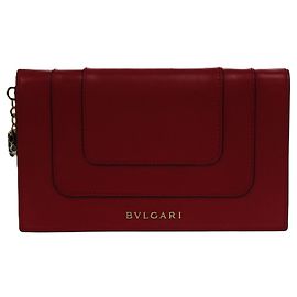 Bulgari Billetera de cuero para smartphone Bvlgari Serpenti Forever Continental Rosa Roja