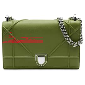 Dior-Dior Red Medium Grained Calfskin Diorama Flap-Red