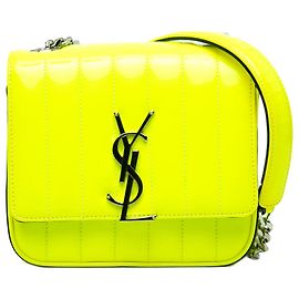 Bolso de cadena Vicky Monogram pequeño en charol amarillo de Saint Laurent Otro Amarillo