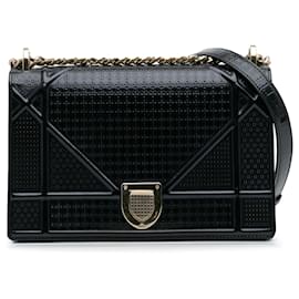 Dior-Dior Blue Medium Patent Microcannage Diorama Flap-Blue,Navy blue