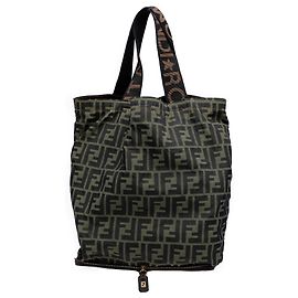 Fendi Brown Zucca Canvas and Nylon Foldable Tote Brown