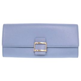 Roger Vivier Blue Leather Long Wallet Blue