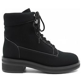 Botas de combate Chanel negras de tweed Negro