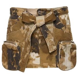 Saia mini cargo camuflada Blumarine com cinto marrom bege Marrom Bege