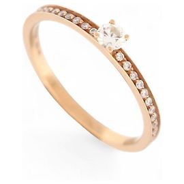 NEW VANRYCKE SOLITAIRE RING PAVED WITH DIAMONDS IN 18K ROSE GOLD T53 Golden