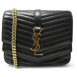 BORSO A MANO SAINT LAURENT SULPICE SMALL IN PELLE CHEVRON Nero