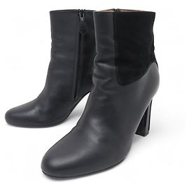 Hermès BOTAS DE SALTO HERMES 36 COURO E SUEDE PRETO BOTAS ANKLE Preto