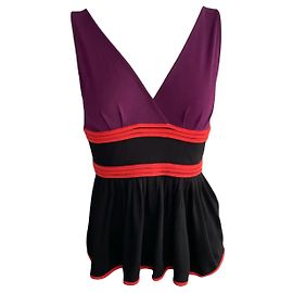 Top Peplum Gucci Noir Violet Rouge Viscose Noir Violet