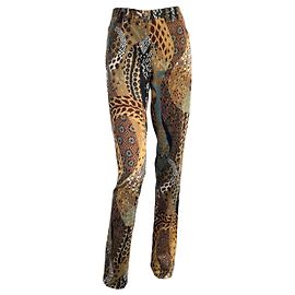 Pantalones Versace con Estampado de Serpiente Marrón Beige Castaño Beige