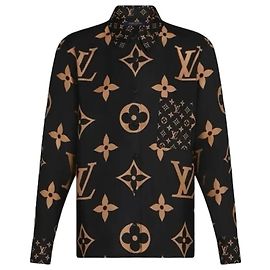 Blouse Louis Vuitton Monogramme en soie noire Noir