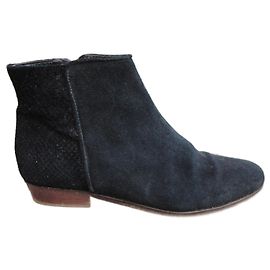 Autre Marque Bobbies Ankle Boots Black Deerskin Suede Black