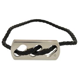 Pulseira charm Hermès preta e prata Preto Prata