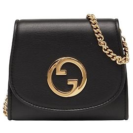 Bolso de hombro Gucci Interlocking G Blondie Medium Chain Wallet Negro
