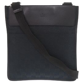 Gucci GG Canvas Leather Shoulder Bag Black
